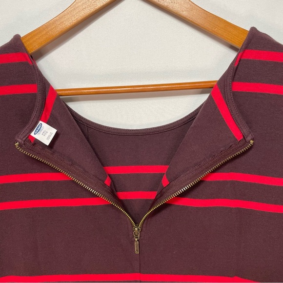 Old Navy Burgundy and Red Striped Midi Length Shirt Dress Women's Size XXL - Picture 8 of 8